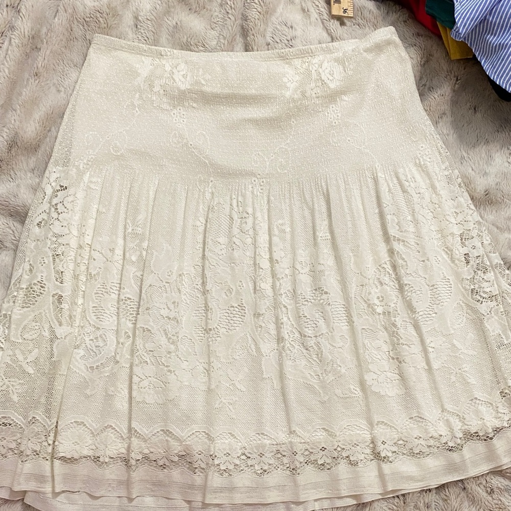 Max Studio Cream A-Line Lace Skirt